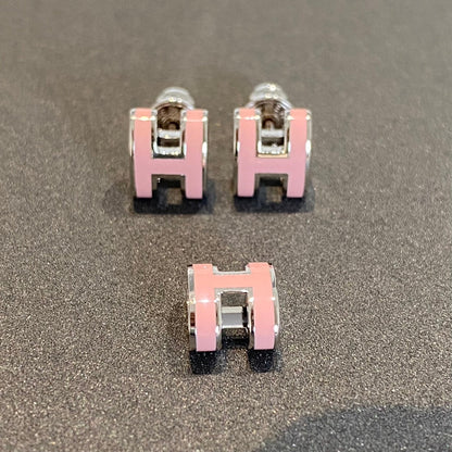 [AURORA]MINI POP H SILVER EARRINGS PINK