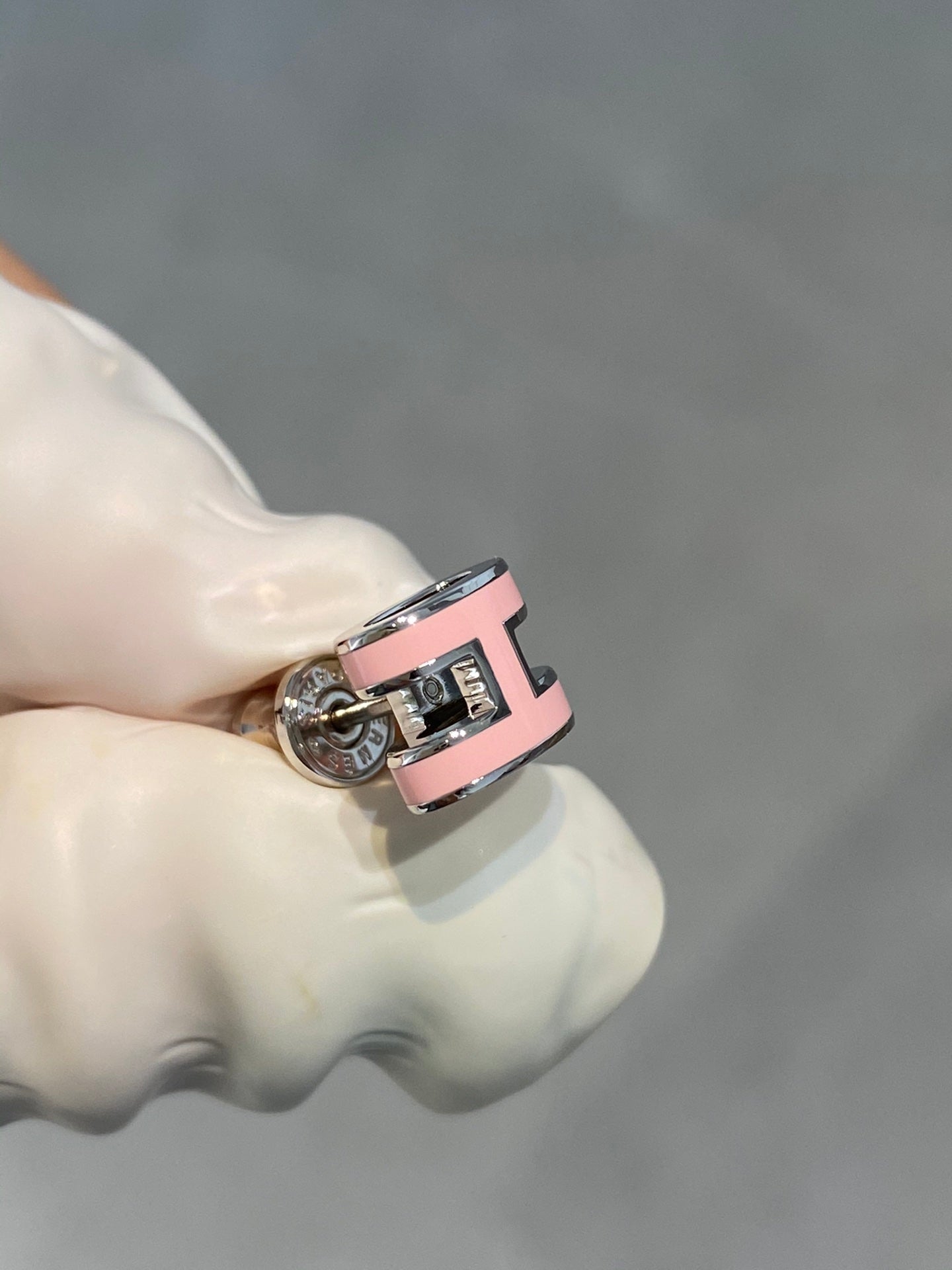 [AURORA]MINI POP H SILVER EARRINGS PINK