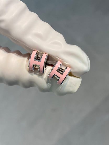 [AURORA]MINI POP H SILVER EARRINGS PINK