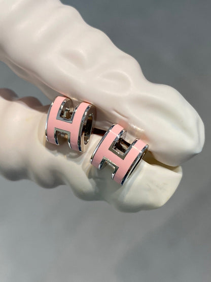 [AURORA]MINI POP H SILVER EARRINGS PINK