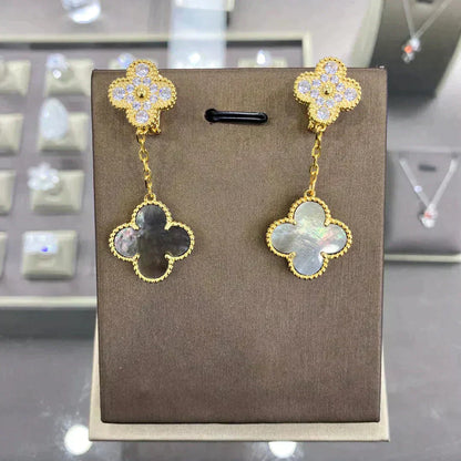 [AURORA]CLOVER  2 MOTIFS  DIAMOND  EARRINGS (MULTIPLE CHOICESç´