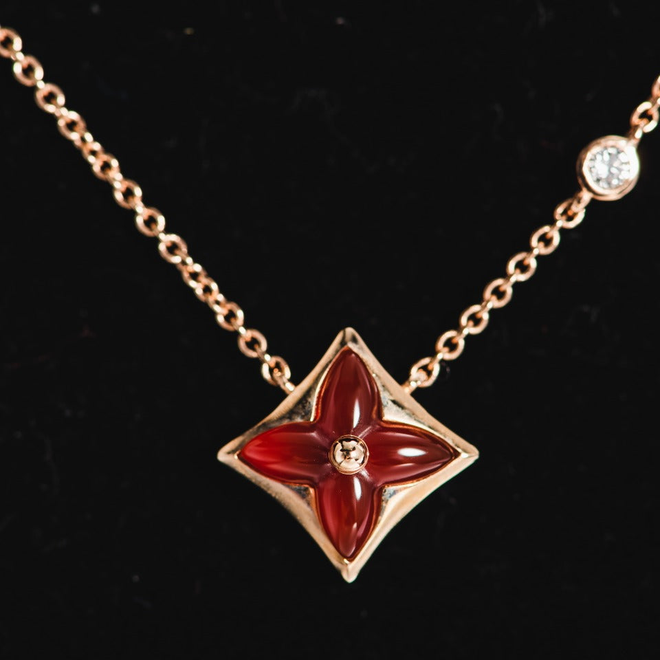 [AURORA]STAR NECKLACE PINK GOLD 1 DIAMOND