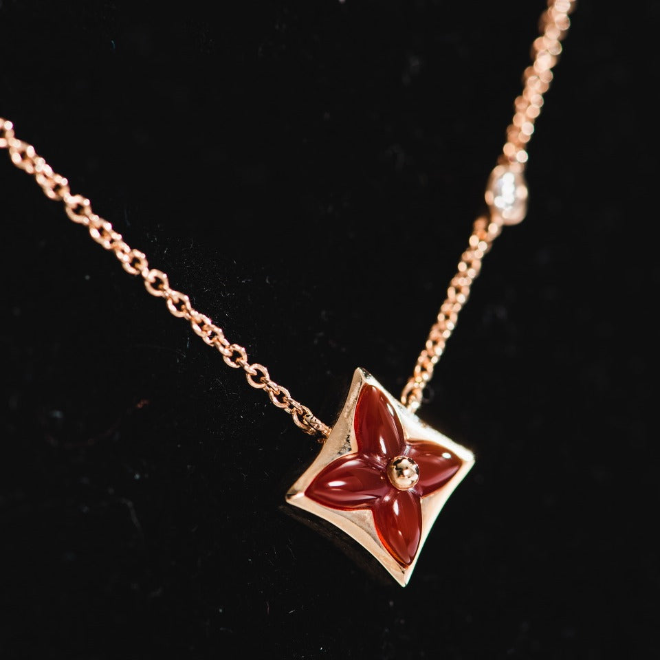 [AURORA]STAR NECKLACE PINK GOLD 1 DIAMOND