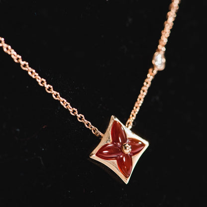 [AURORA]STAR NECKLACE PINK GOLD 1 DIAMOND