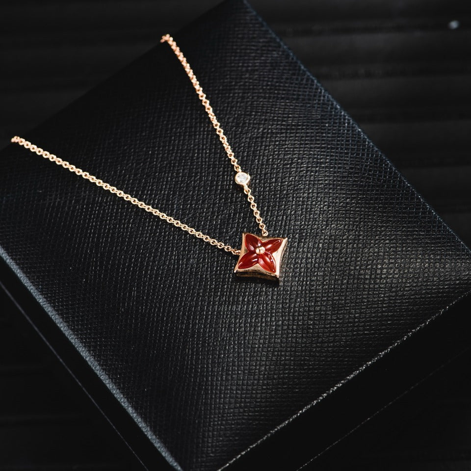 [AURORA]STAR NECKLACE PINK GOLD 1 DIAMOND