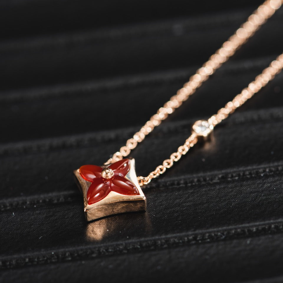 [AURORA]STAR NECKLACE PINK GOLD 1 DIAMOND