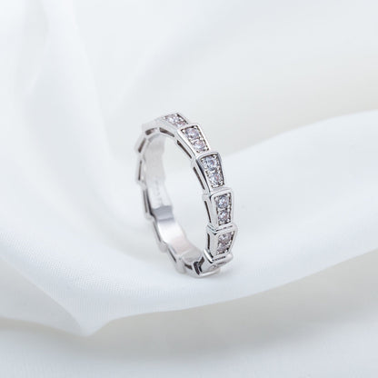 [AURORA]SERPENTI RING SILVER DIAMOND PAVED 3MM