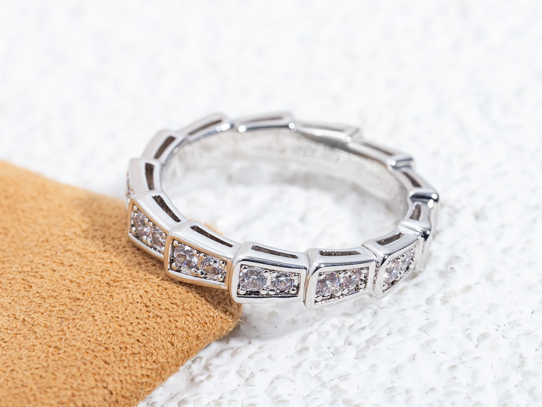 [AURORA]SERPENTI RING SILVER DIAMOND PAVED 3MM