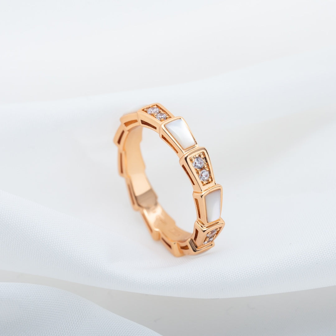 [AURORA]SERPENTI RING PINK GOLD DIAMOND MOP 3MM