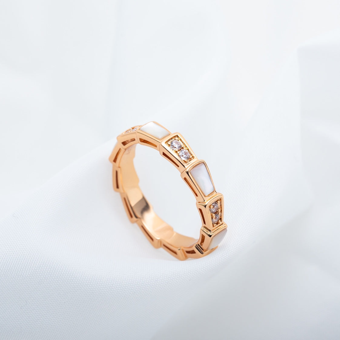 [AURORA]SERPENTI RING PINK GOLD DIAMOND MOP 3MM