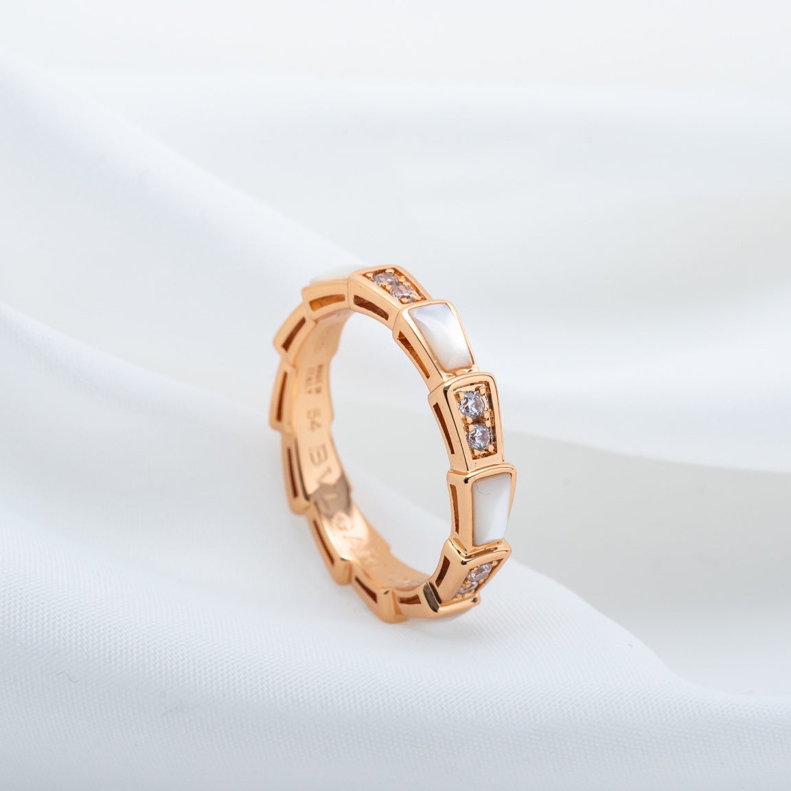 [AURORA]SERPENTI RING PINK GOLD DIAMOND MOP 3MM
