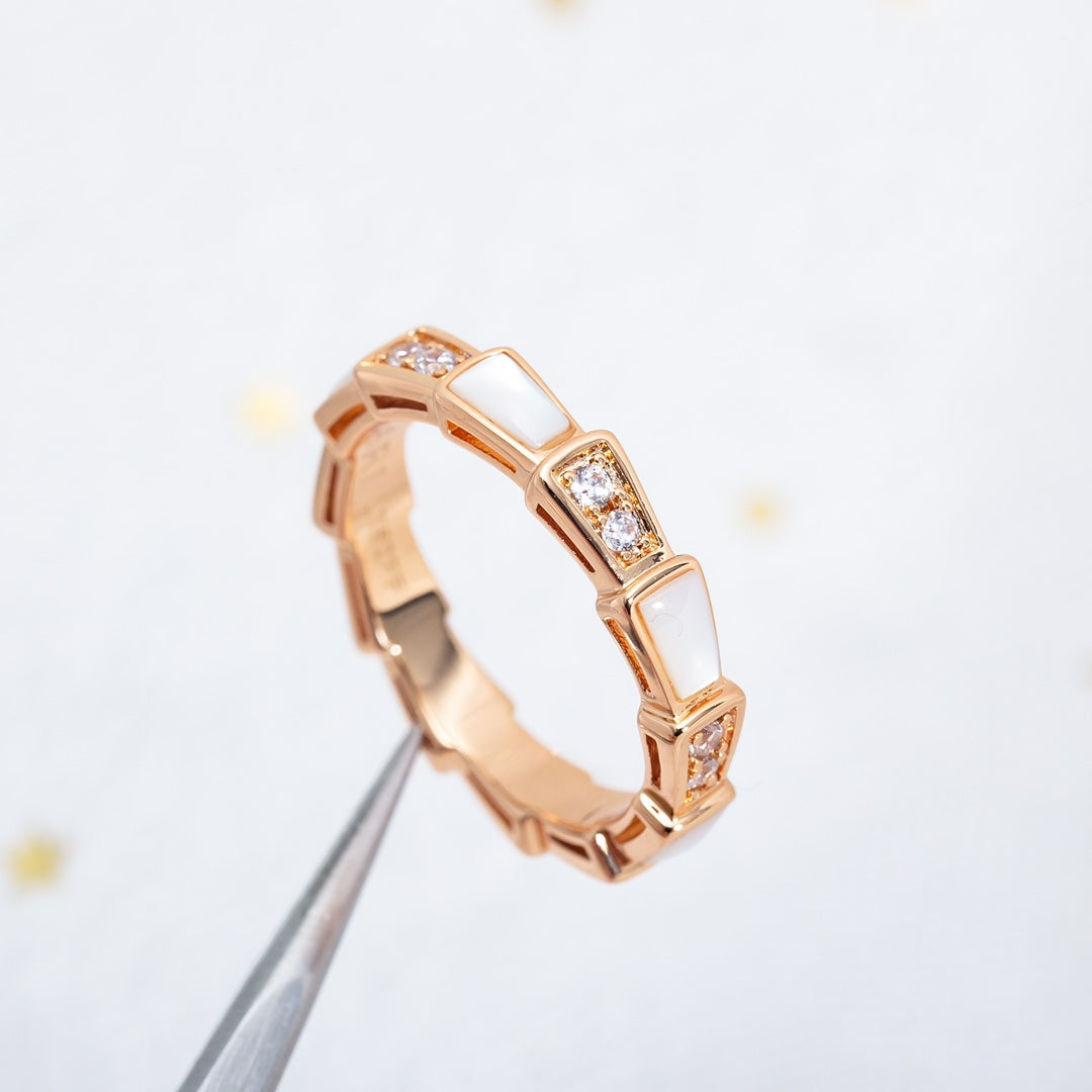[AURORA]SERPENTI RING PINK GOLD DIAMOND MOP 3MM