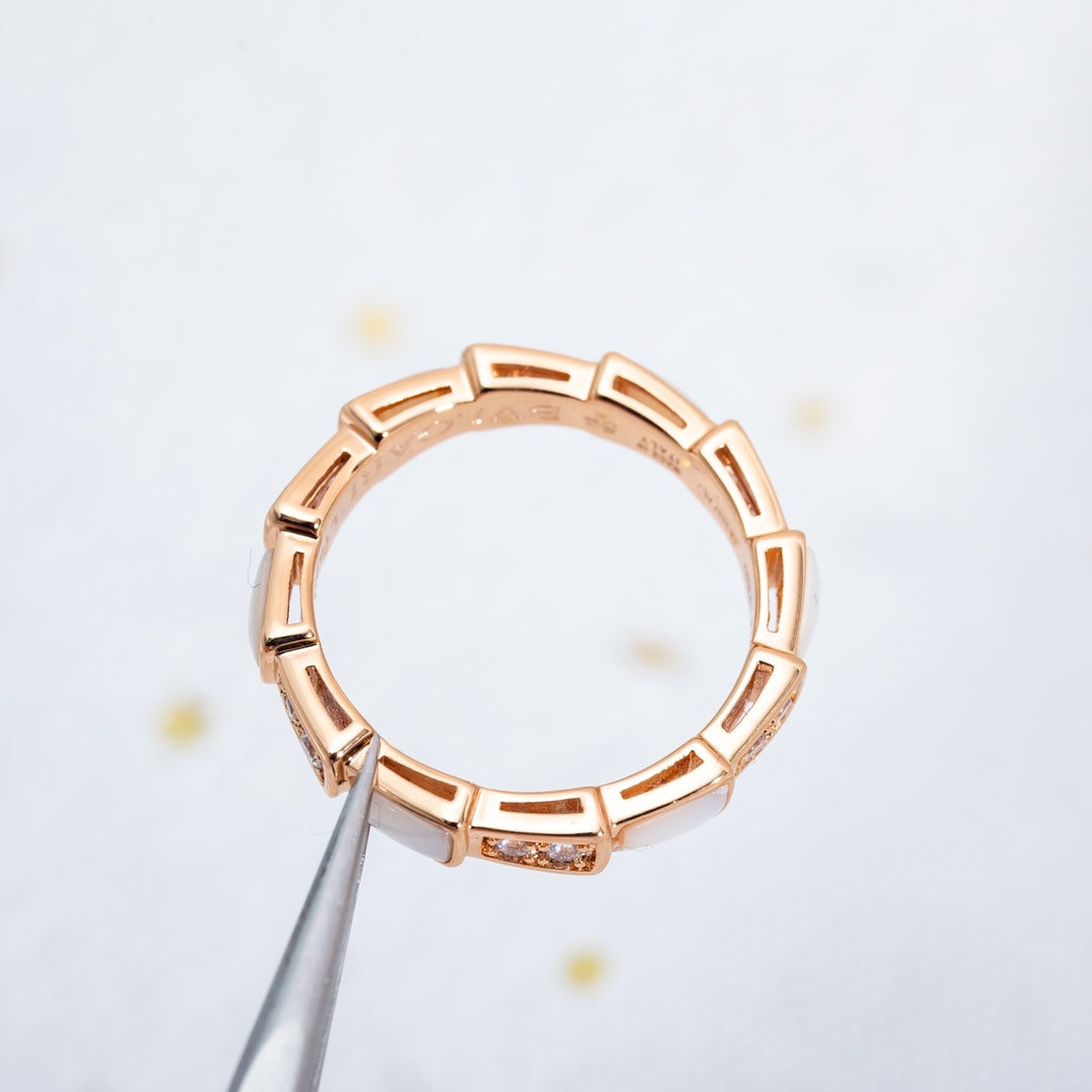[AURORA]SERPENTI RING PINK GOLD DIAMOND MOP 3MM