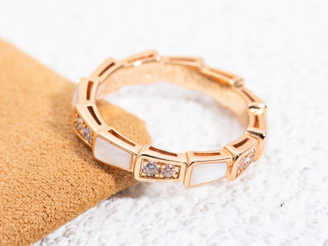 [AURORA]SERPENTI RING PINK GOLD DIAMOND MOP 3MM