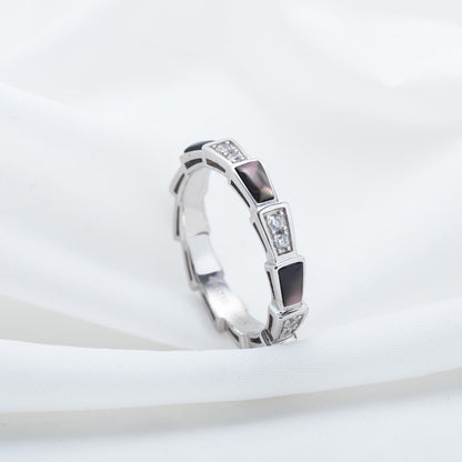 [AURORA]SERPENTI RING SILVER  DIAMOND BLACK MOP 3MM