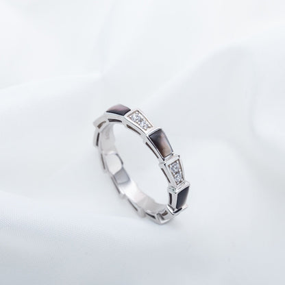 [AURORA]SERPENTI RING SILVER  DIAMOND BLACK MOP 3MM