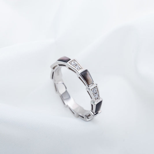 [AURORA]SERPENTI RING SILVER  DIAMOND BLACK MOP 3MM