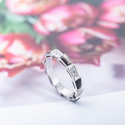 [AURORA]SERPENTI RING SILVER  DIAMOND BLACK MOP 3MM