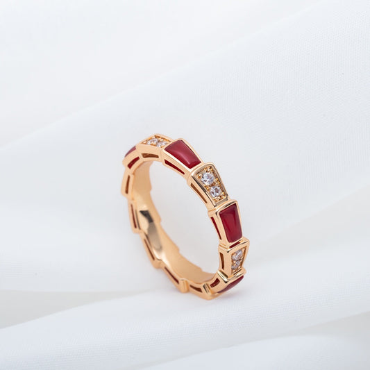 [AURORA]SERPENTI RING PINK GOLD CARNELIAN DIAMOND 3MM