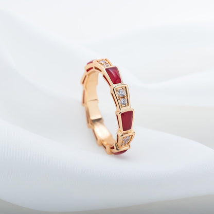[AURORA]SERPENTI RING PINK GOLD CARNELIAN DIAMOND 3MM