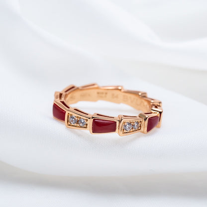 [AURORA]SERPENTI RING PINK GOLD CARNELIAN DIAMOND 3MM