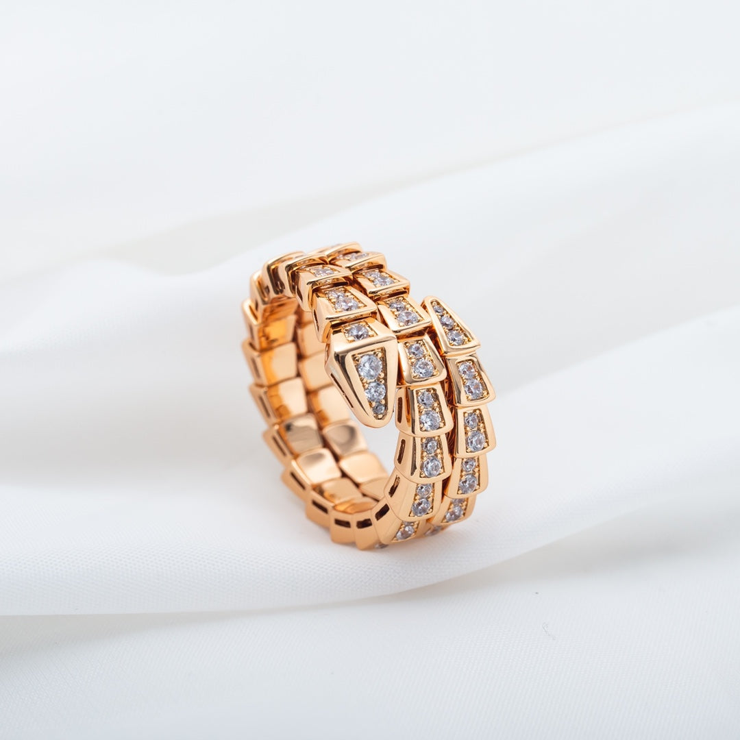 [AURORA]SERPENTI RING PINK GOLD DIAMOND DOUBLE ROW