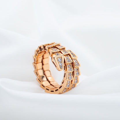 [AURORA]SERPENTI RING PINK GOLD DIAMOND DOUBLE ROW