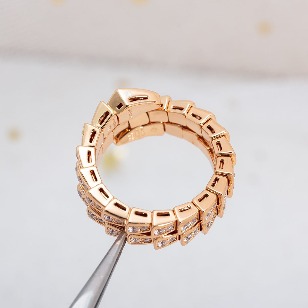 [AURORA]SERPENTI RING PINK GOLD DIAMOND DOUBLE ROW