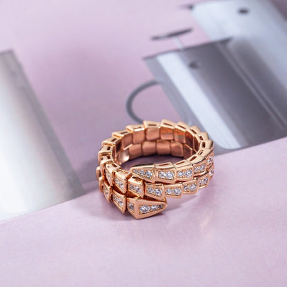 [AURORA]SERPENTI RING PINK GOLD DIAMOND DOUBLE ROW