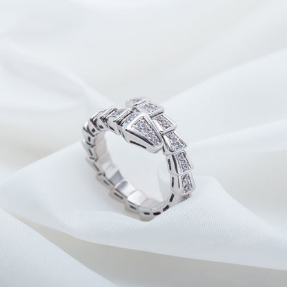 [AURORA]SERPENTI RING SILVER DIAMOND PAVED 4MM