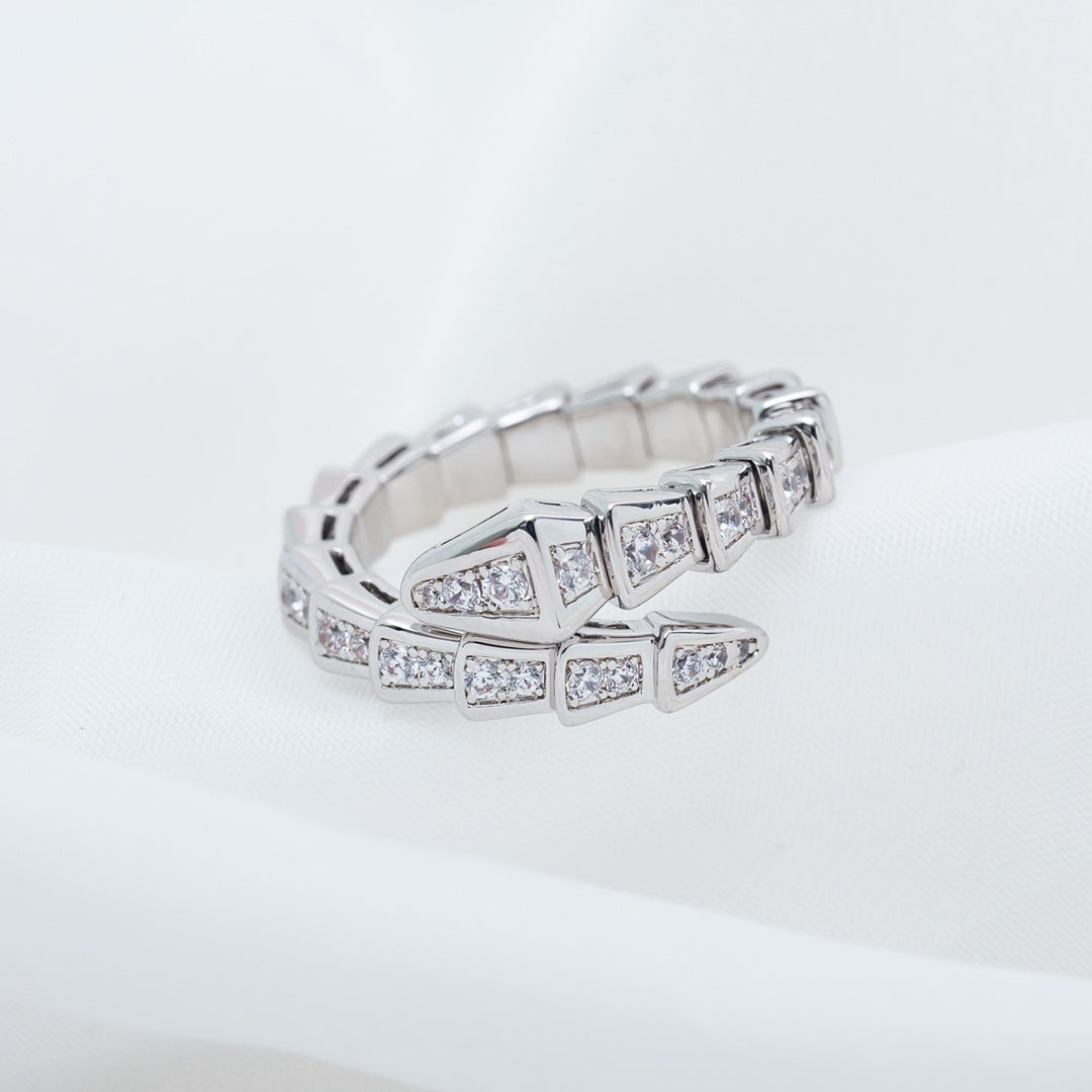 [AURORA]SERPENTI RING SILVER DIAMOND PAVED 4MM