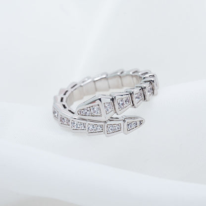 [AURORA]SERPENTI RING SILVER DIAMOND PAVED 4MM