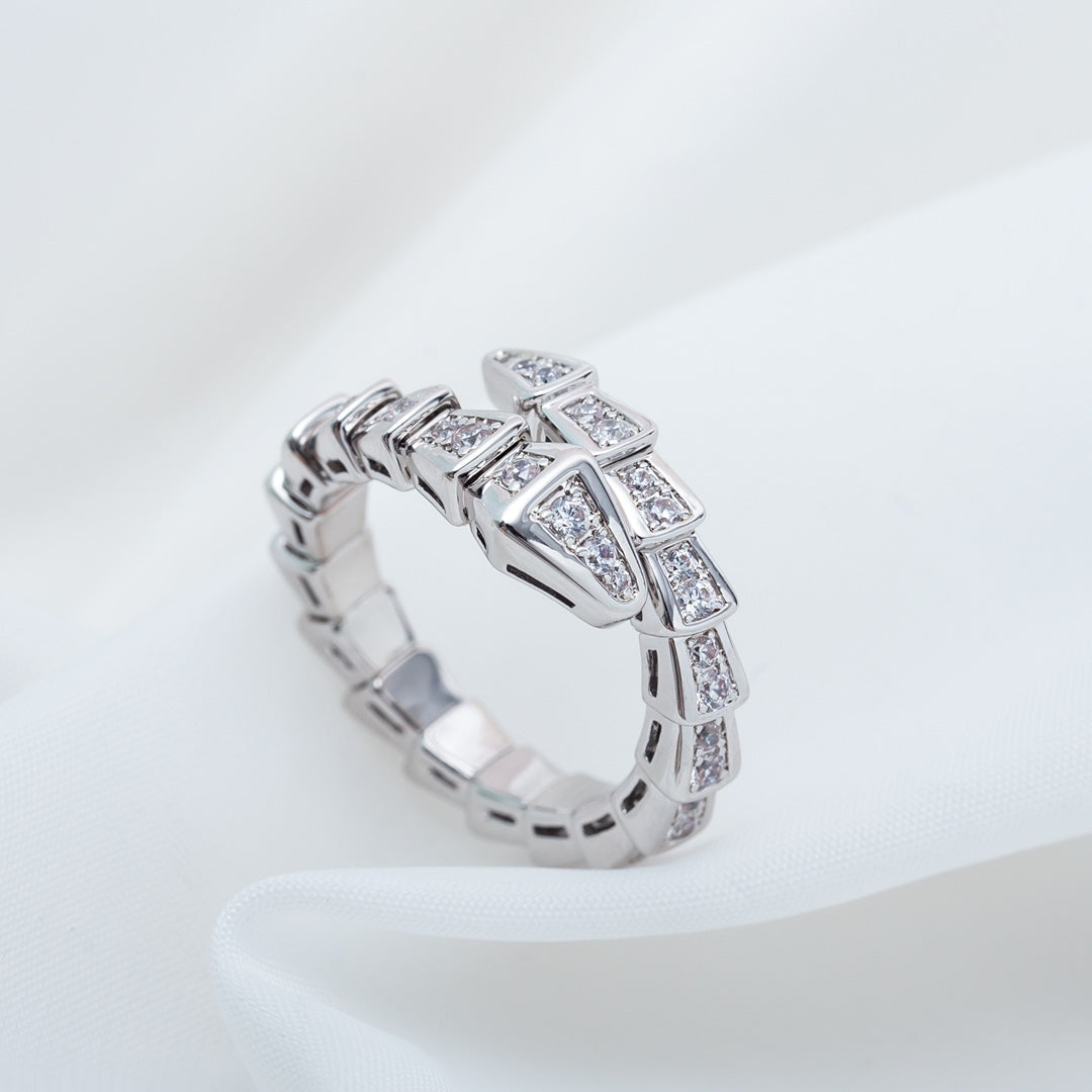 [AURORA]SERPENTI RING SILVER DIAMOND PAVED 4MM