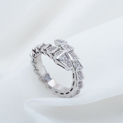 [AURORA]SERPENTI RING SILVER DIAMOND PAVED 4MM