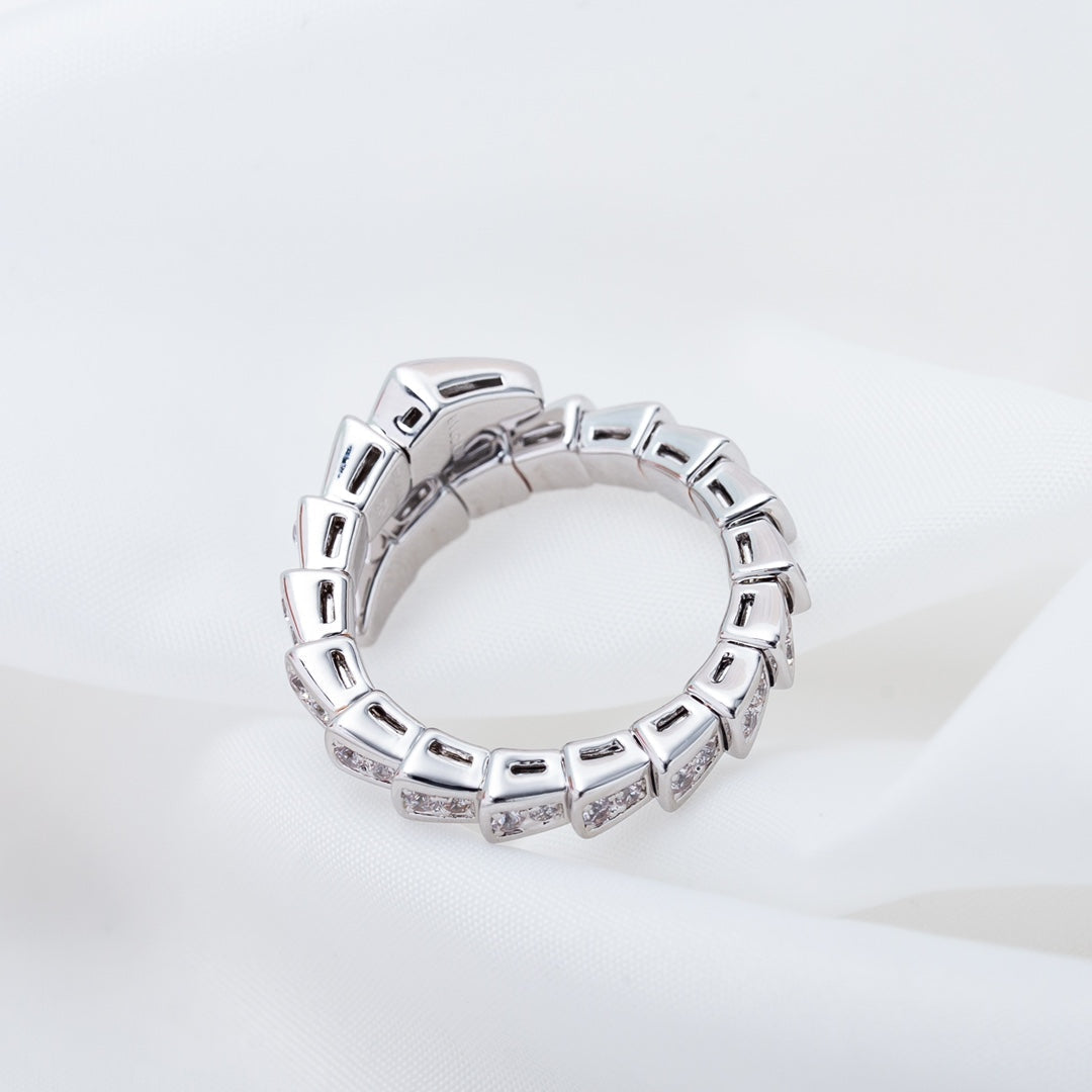 [AURORA]SERPENTI RING SILVER DIAMOND PAVED 4MM