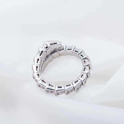 [AURORA]SERPENTI RING SILVER DIAMOND PAVED 4MM