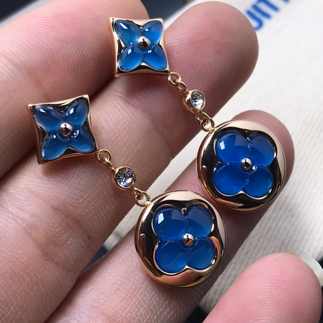 [AURORA]STAR AND SUN AGATE DIAMOND EARRINGS
