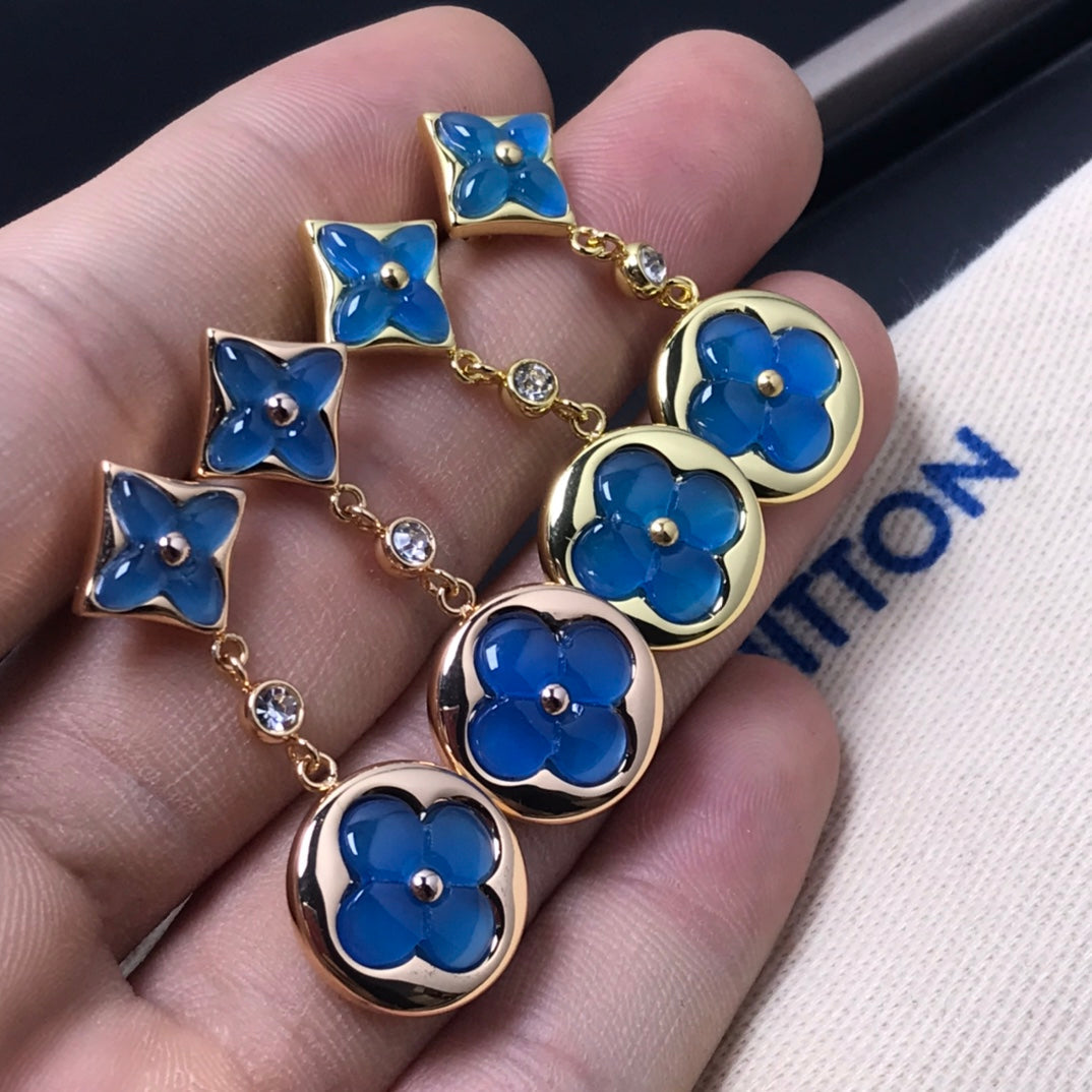 [AURORA]STAR AND SUN AGATE DIAMOND EARRINGS