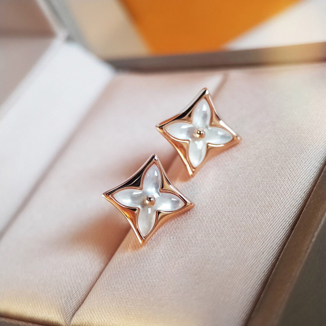 [AURORA]STAR MOP PINK GOLD EARRINGS