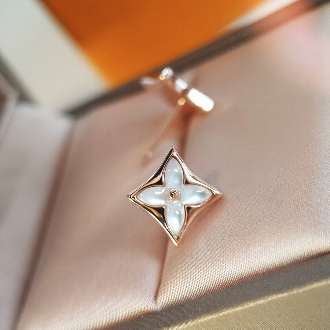 [AURORA]STAR MOP PINK GOLD EARRINGS
