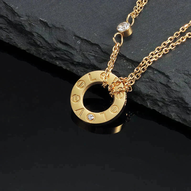 [AURORA]LOVE NECKLACE 16MM 2 DIAMONDS