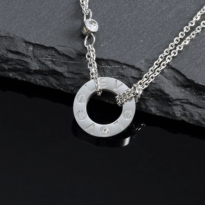 [AURORA]LOVE NECKLACE 16MM 2 DIAMONDS