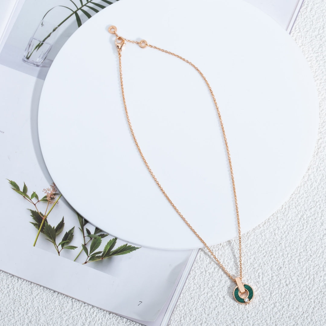 [AURORA]GARI NECKLACE PINK GOLD MALACHITE