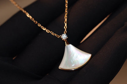 [AURORA]DREAM NECKLACE WHITE MOP PINK GOLD 1 DIAMOND