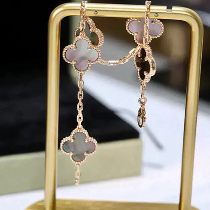 [AURORA]CLOVER 5 MOTIF GRAY MOP  BRACELET