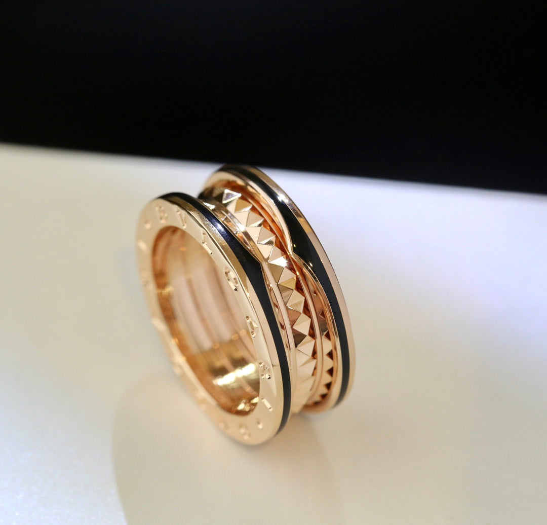 [AURORA]ZERO 1 PINK GOLD BLACK CERAMIC RING