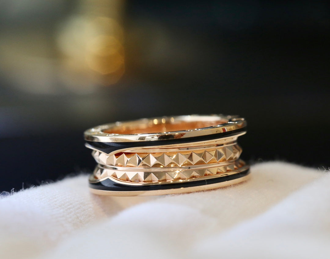 [AURORA]ZERO 1 PINK GOLD BLACK CERAMIC RING