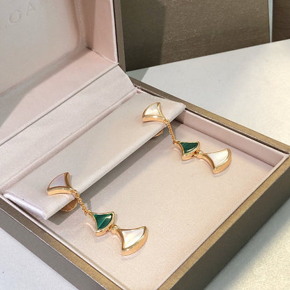 [AURORA]DREAM EARRINGS 3 MOTIFS MALACHITE MOP PINK GOLD