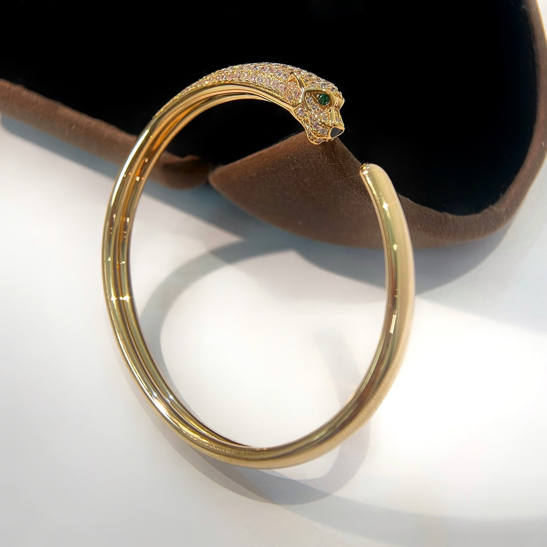 [AURORA]PANTHERE GOLD DIAMOND OPEN BRACELET