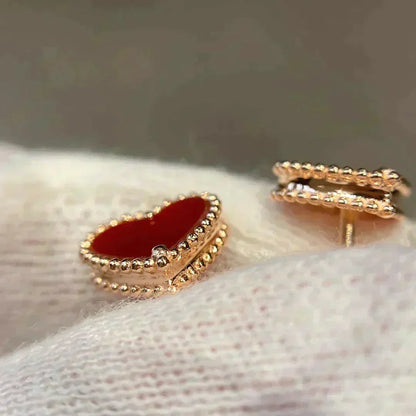 [AURORA]HEART CARNELIAN STUD EARRINGS